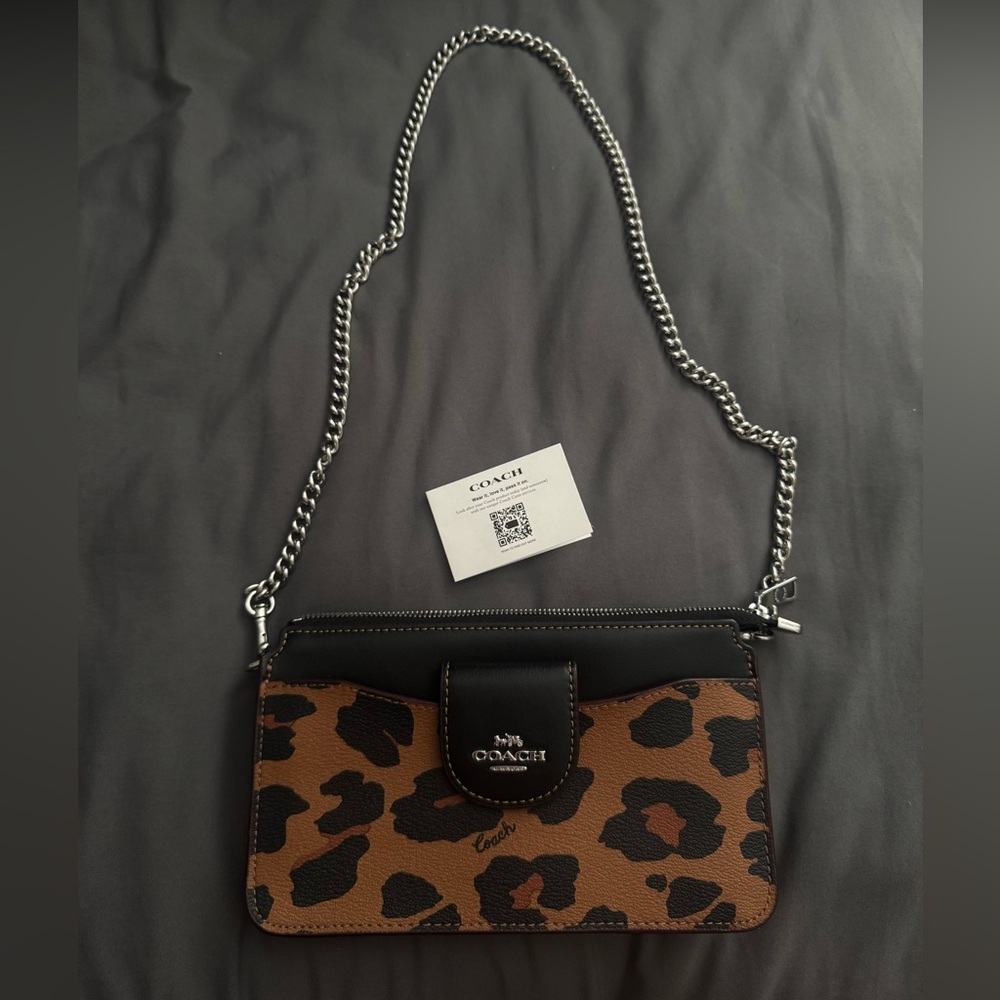 Coach Brown and Black Animal Print Crossbody Bag